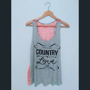 Maurices Country Love Bandana Sheer Back Tank Top